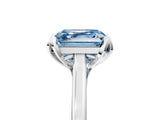 White gold Fancy Blue Asscher Cut Diamond Solitaire Ring with Flower Prong Setting and Classic Band_138