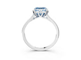 White gold Fancy Blue Asscher Cut Diamond Solitaire Ring with Flower Prong Setting and Classic Band_32