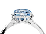 White gold Fancy Blue Asscher Cut Diamond Solitaire Ring with Flower Prong Setting and Classic Band_38