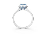 White gold Fancy Blue Asscher Cut Diamond Solitaire Ring with Flower Prong Setting and Classic Band_54