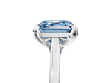 White gold Fancy Blue Asscher Cut Diamond Solitaire Ring with Flower Prong Setting and Classic Band_56