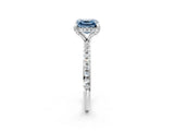 White gold Fancy Blue Asscher Cut Diamond Solitaire Ring with Four-Prong Setting and Pavé Band_5