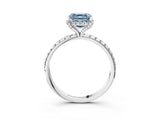 White gold Fancy Blue Asscher Cut Diamond Solitaire Ring with Four-Prong Setting and Pavé Band_6