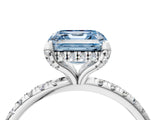 White gold Fancy Blue Asscher Cut Diamond Solitaire Ring with Four-Prong Setting and Pavé Band_7