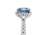 White gold Fancy Blue Asscher Cut Diamond Solitaire Ring with Four-Prong Setting and Pavé Band_8