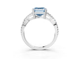 White gold Fancy Blue Asscher Cut Diamond Solitaire Ring with Four-Prong Setting and Twisted Pavé Band_19