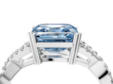 White gold Fancy Blue Asscher Cut Diamond Solitaire Ring with Four-Prong Setting and Twisted Pavé Band_21