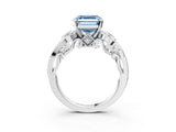White gold Fancy Blue Asscher Cut Diamond Solitaire Ring with Milgrain Pavé Band and Four-Prong Setting_55