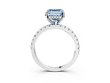 White gold Fancy Blue Asscher Cut Diamond Solitaire Ring with Pavé Band and Four-Prong Setting_67