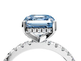 White gold Fancy Blue Asscher Cut Diamond Solitaire Ring with Pavé Band and Four-Prong Setting_68