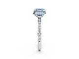 White gold Fancy Blue Asscher Cut Diamond Solitaire Ring with Pavé Band and Hidden Halo_34