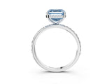 White gold Fancy Blue Asscher Cut Diamond Solitaire Ring with Pavé Band and Hidden Halo_35