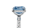 White gold Fancy Blue Asscher Cut Diamond Solitaire Ring with Pavé Band and Hidden Halo_37