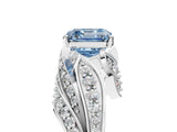 White gold Fancy Blue Asscher Cut Diamond Solitaire Ring with Prong Setting and Twisted Pavé Band_29