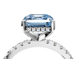 White gold Fancy Blue Asscher Cut Diamond Solitaire Ring with Round  Pavé Band and Four-Prong Setting_64