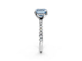White gold Fancy Blue Asscher Cut Diamond Solitaire Ring with Round  Pavé Band and Four-Prong Setting_68