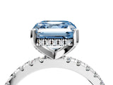 White gold Fancy Blue Asscher Cut Diamond Solitaire Ring with Round  Pavé Band and Four-Prong Setting_70
