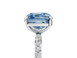 White gold Fancy Blue Asscher Cut Diamond Solitaire Ring with Round  Pavé Band and Prong Setting_103