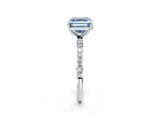 White gold Fancy Blue Asscher Cut Diamond Solitaire Ring with Round  Pavé Band and Prong Setting_112