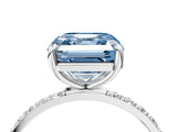 White gold Fancy Blue Asscher Cut Diamond Solitaire Ring with Round  Pavé Band and Prong Setting_114