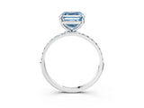 White gold Fancy Blue Asscher Cut Diamond Solitaire Ring with Round  Pavé Band and Prong Setting_114
