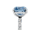 White gold Fancy Blue Asscher Cut Diamond Solitaire Ring with Round  Pavé Band and Prong Setting_115