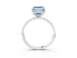 White gold Fancy Blue Asscher Cut Diamond Solitaire Ring with Round  Pavé Band and Prong Setting_126