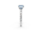 White gold Fancy Blue Asscher Cut Diamond Solitaire Ring with Shared Prong Pavé Band and Four-Prong Setting_19