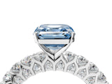 White gold Fancy Blue Asscher Cut Diamond Solitaire Ring with Shared Prong Pavé Band and Four-Prong Setting_21
