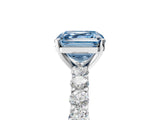 White gold Fancy Blue Asscher Cut Diamond Solitaire Ring with Shared Prong Pavé Band and Four-Prong Setting_22