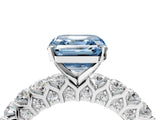 White gold Fancy Blue Asscher Cut Diamond Solitaire Ring with Shared Prong Pavé Band and Four-Prong Setting_32