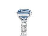White gold Fancy Blue Asscher Cut Diamond Solitaire Ring with Shared Prong Pavé Band and Four-Prong Setting_34