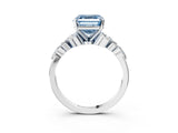 White gold Fancy Blue Asscher Cut Diamond Solitaire Ring with Side Stones and Four-Prong Setting_77