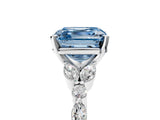 White gold Fancy Blue Asscher Cut Diamond Solitaire Ring with Side Stones and Four-Prong Setting_80