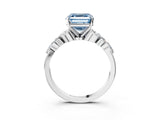 White gold Fancy Blue Asscher Cut Diamond Solitaire Ring with Side Stones and Four-Prong Setting_83