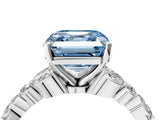 White gold Fancy Blue Asscher Cut Diamond Solitaire Ring with Side Stones and Four-Prong Setting_84