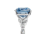 White gold Fancy Blue Asscher Cut Diamond Solitaire Ring with Side Stones and Four-Prong Setting_85