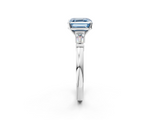 White gold Fancy Blue Asscher  Cut Diamond Solitaire Ring with Tapered Baguette Accents and Four-Prong Setting_19