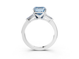 White gold Fancy Blue Asscher  Cut Diamond Solitaire Ring with Tapered Baguette Accents and Four-Prong Setting_20