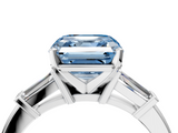 White gold Fancy Blue Asscher  Cut Diamond Solitaire Ring with Tapered Baguette Accents and Four-Prong Setting_21