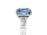 White gold Fancy Blue Asscher  Cut Diamond Solitaire Ring with Tapered Baguette Accents and Four-Prong Setting_22