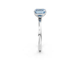 White gold Fancy Blue Asscher Cut Diamond Solitaire Ring with Thin Band and Prong Setting_32