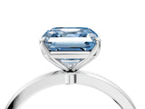 White gold Fancy Blue Asscher Cut Diamond Solitaire Ring with Thin Band and Prong Setting_34