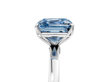 White gold Fancy Blue Asscher Cut Diamond Solitaire Ring with Thin Band and Prong Setting_35