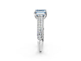 White gold Fancy Blue Asscher Cut Diamond Solitaire Ring with Three-Row Pavé Band and Four-Prong Setting_43