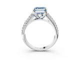 White gold Fancy Blue Asscher Cut Diamond Solitaire Ring with Three-Row Pavé Band and Four-Prong Setting_44