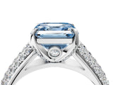 White gold Fancy Blue Asscher Cut Diamond Solitaire Ring with Three-Row Pavé Band and Four-Prong Setting_45