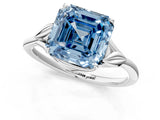 White gold Fancy Blue Asscher Cut Diamond Solitaire Ring with Twist Band and Four-Prong Setting_100