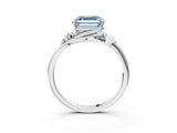 White gold Fancy Blue Asscher Cut Diamond Solitaire Ring with Twist Band and Four-Prong Setting_102