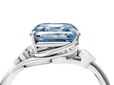 White gold Fancy Blue Asscher Cut Diamond Solitaire Ring with Twist Band and Four-Prong Setting_103